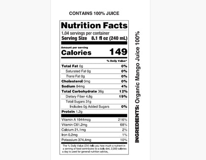 Pure Organic Mango Juice - Pomona Organic Juices